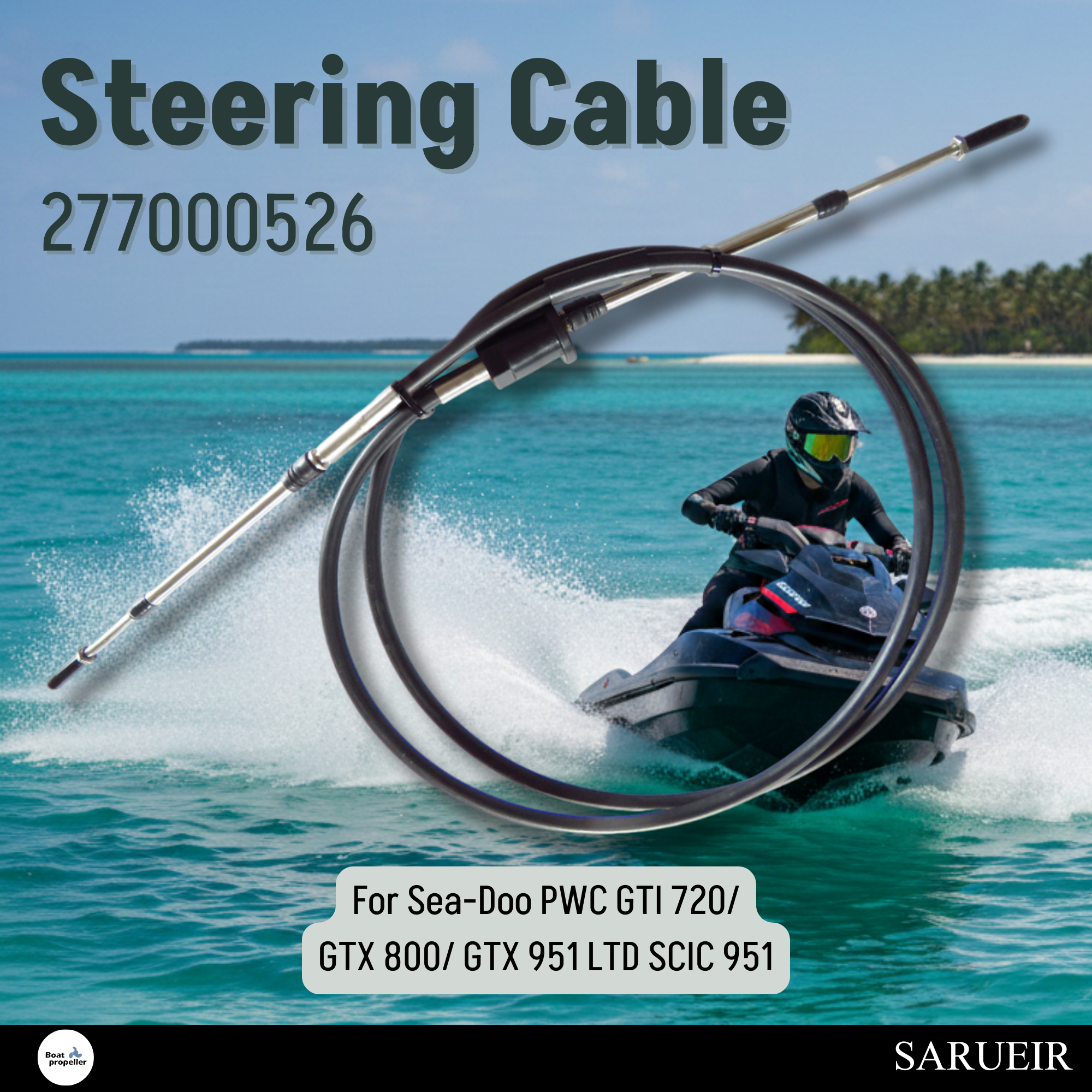 Sea-Doo Steering Cable 277000526 | GTI 720 & GTX 800/951 – SARUEIR