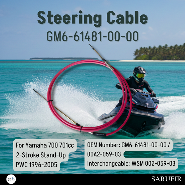 Aftermarket steering cable compatible with Yamaha Super Jet 700cc 2-stroke stand-up jetski