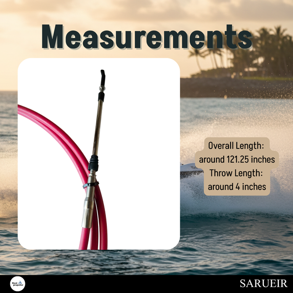 Marine-grade steering cable featuring 121.25 inch length and 4-inch throw for Yamaha 701cc