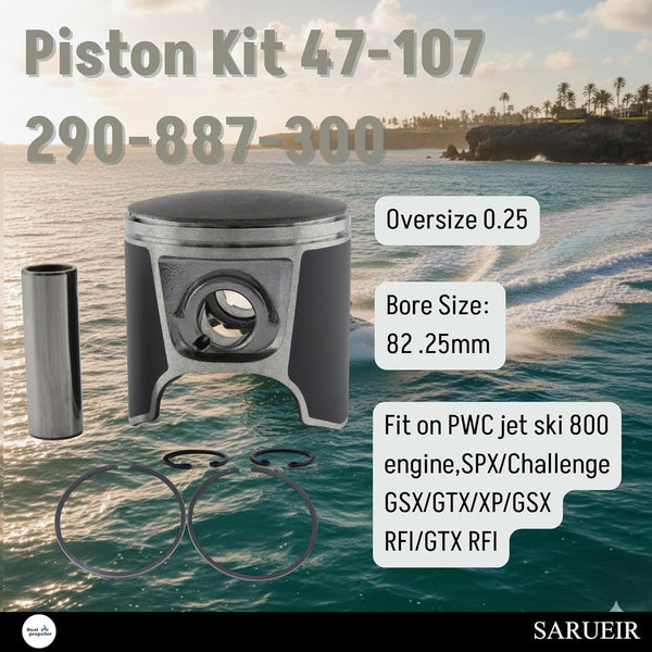47-107 290-887-300 Oversized 0.25 Piston Kit Replacement for Sea-Doo GSX/Challenger/XP 787 800 82.25mm Bore PWC 1995-2002