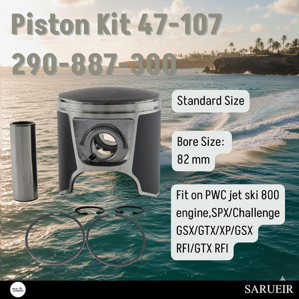 47-107 290-887-300 Standard Piston Kit Replacement for Sea-Doo GSX/Challenger/XP 787 800 82mm Bore PWC 1995-2002