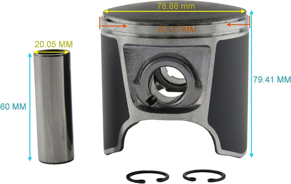 47-107 290-887-300 Standard Piston Kit Replacement for Sea-Doo GSX/Challenger/XP 787 800 82mm Bore PWC 1995-2002